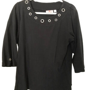 Quaker Factory Rhinestone Embellished Cut Out Circle Top